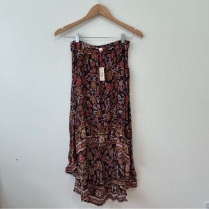 Raga Anthropologie Skirt Womens Large Brown Floral asymmetrical Bohemian New